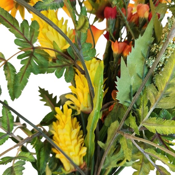 Artificial Flower Bouquet With Orange Calla Lilies, Yellow Cone Flowers Wild Mi - Picture 16 of 16